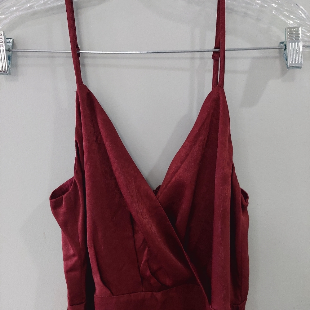 Lulus Formal Maxi Dress Small Red V-neck adjustable straps slit on front - Picture 8 of 14